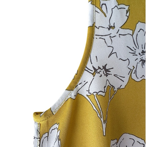 LOFT | NWOT SLEEVELESS FLORAL TANK STYLE TOP MUSTARD YELLOW WHITE | EXTRA SMALL - Picture 3 of 9